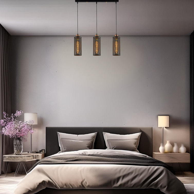 17 Stories Adjustable Height 3 Lights Metal Body Kitchen Island Pendant